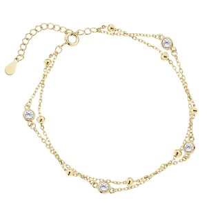 Bratara dubla de argint placat cu aur galben cu bilute si pietre DiAmanti Z2188BG_W-DIA (Argint 925‰ 2,1 g.) Bratara dubla de argint placat cu aur galben cu bilute si pietre DiAmanti Z2188BG_W-DIA (Argint 925‰ 2,1 g.)